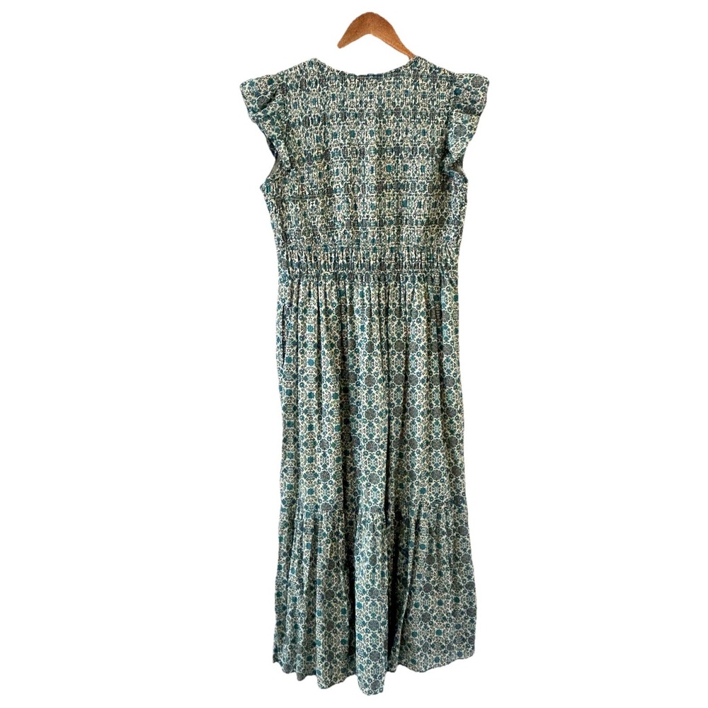 Anthropologie Peregrine Midi Dress S Teal Floral Boho Tiered Ruffle Festival - Picture 3 of 12